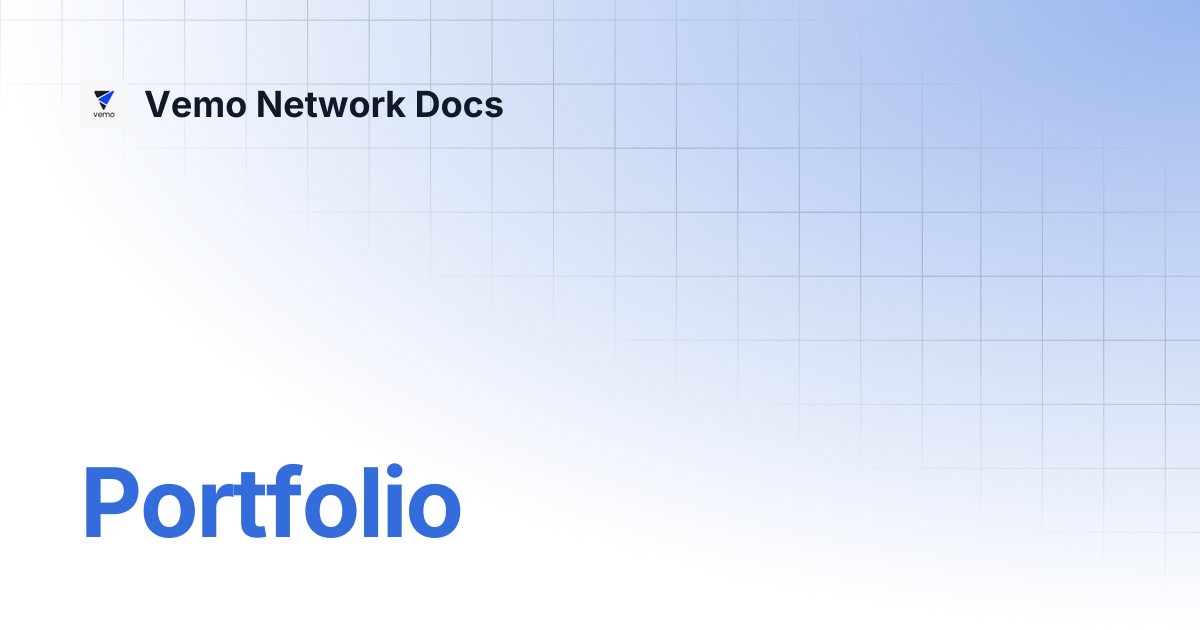 Portfolio | Vemo Network Docs